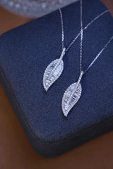 18K White Gold Real Natural Diamond Pendant Necklace for Women