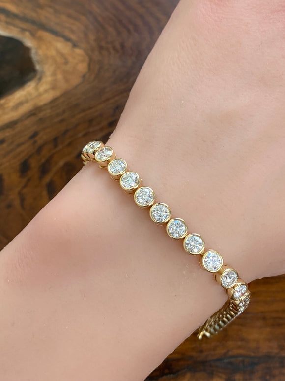 7.60 CT LAB 6.5 INCHES YELLOW BEZEL TENNIS BRACELET