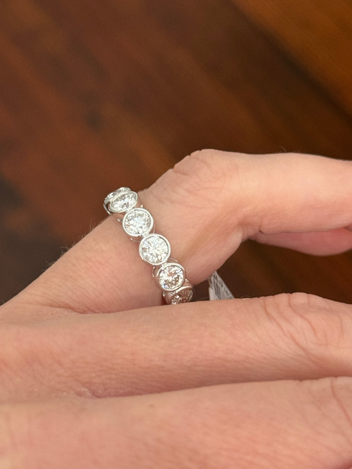 White gold bezel set 3.09ct lab diamond 3/4 eternity band