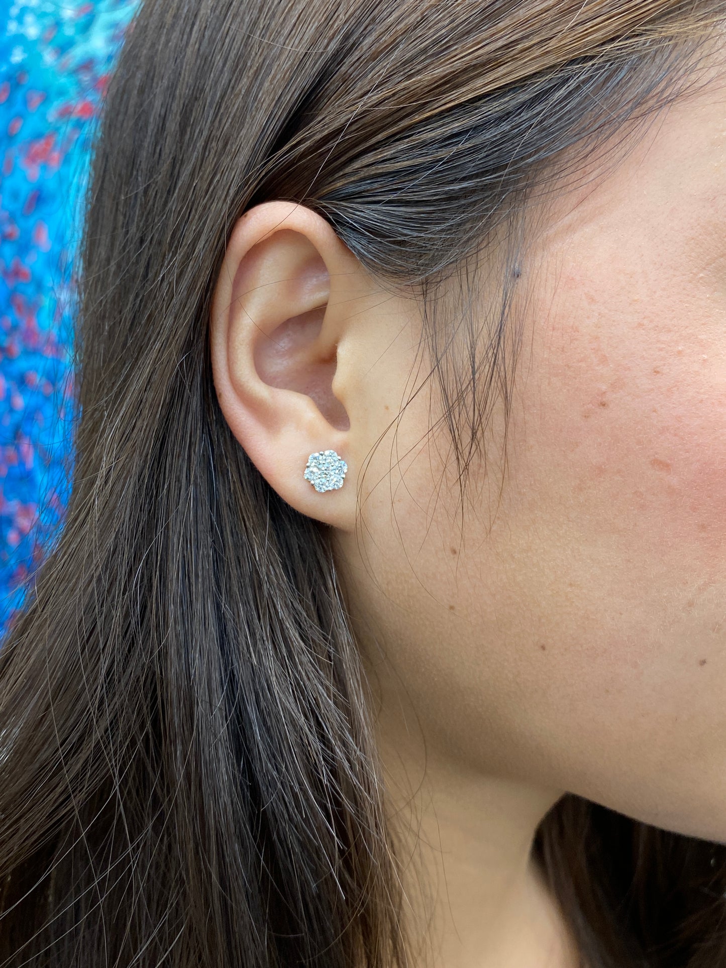 1CT Lab-Grown Diamond Sterling Silver Flower Earrings