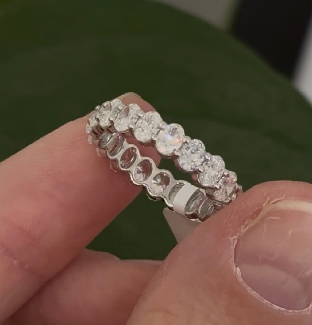 White gold 3.05ct oval lab diamond eternity band