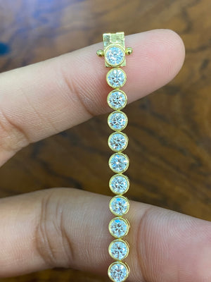 18k 5.31 CT Lab 6.5 inches Yellow Bezel Tennis Bracelet