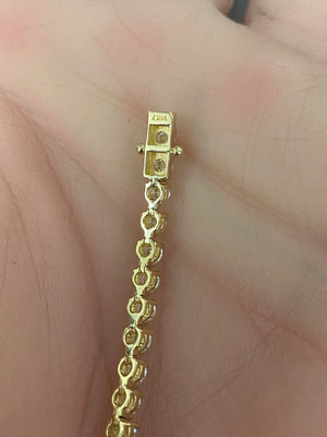 5.41CT Lab Yellow 3 Prongs 7 INCHES TENNIS BRACELET