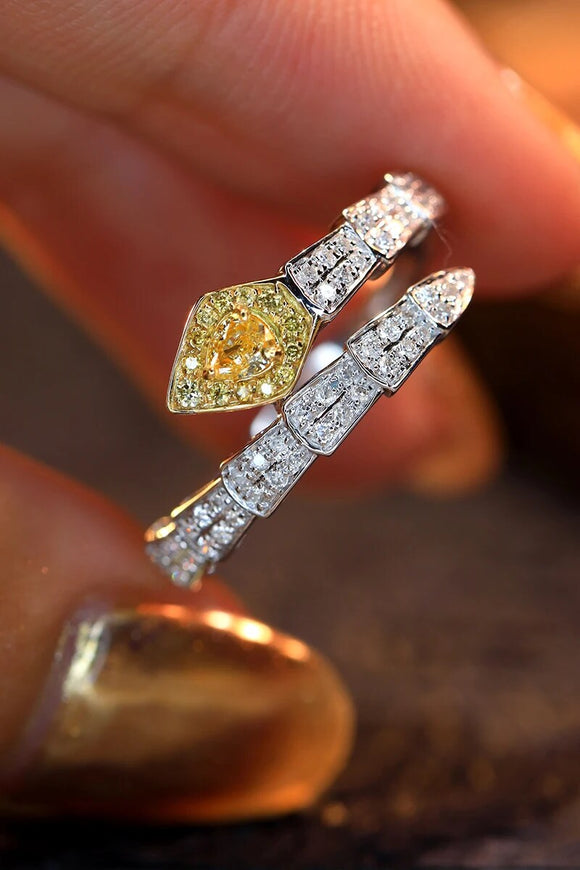 18K White Gold Real Natural Yellow Diamond Ring for Women