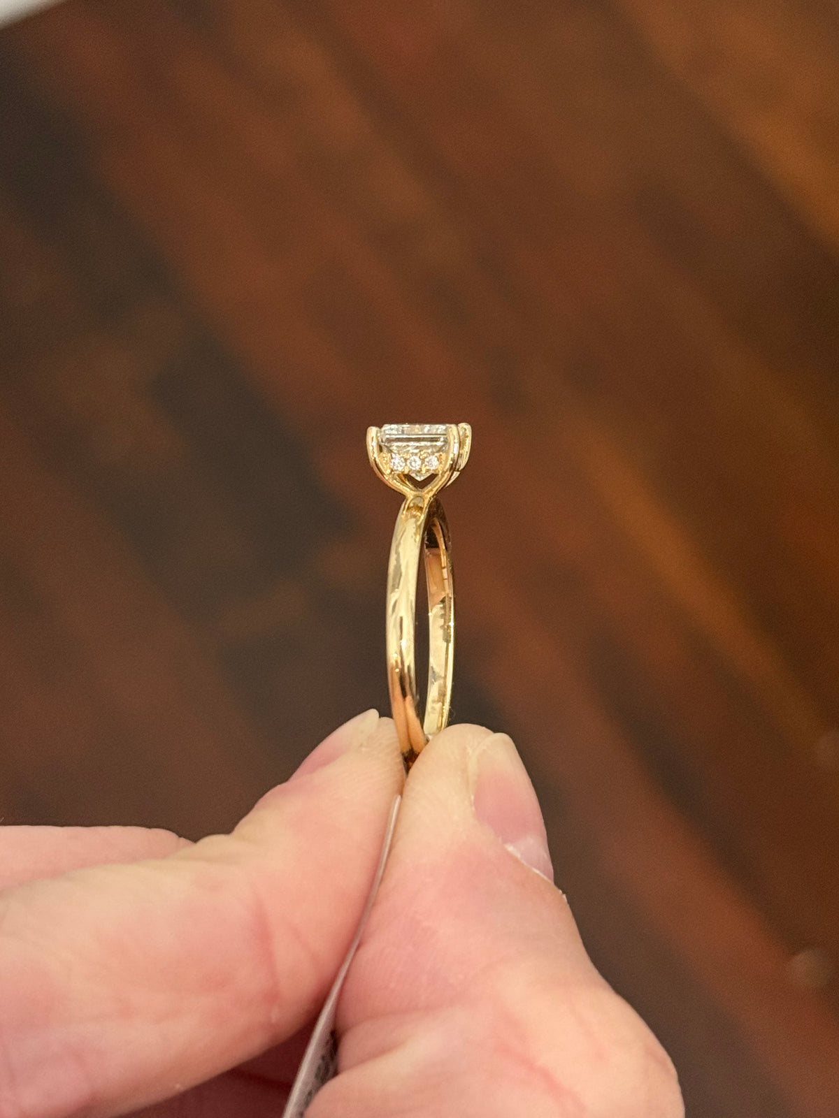 IGI certified princess cut lab diamond ring. Center stone is 1.15cts