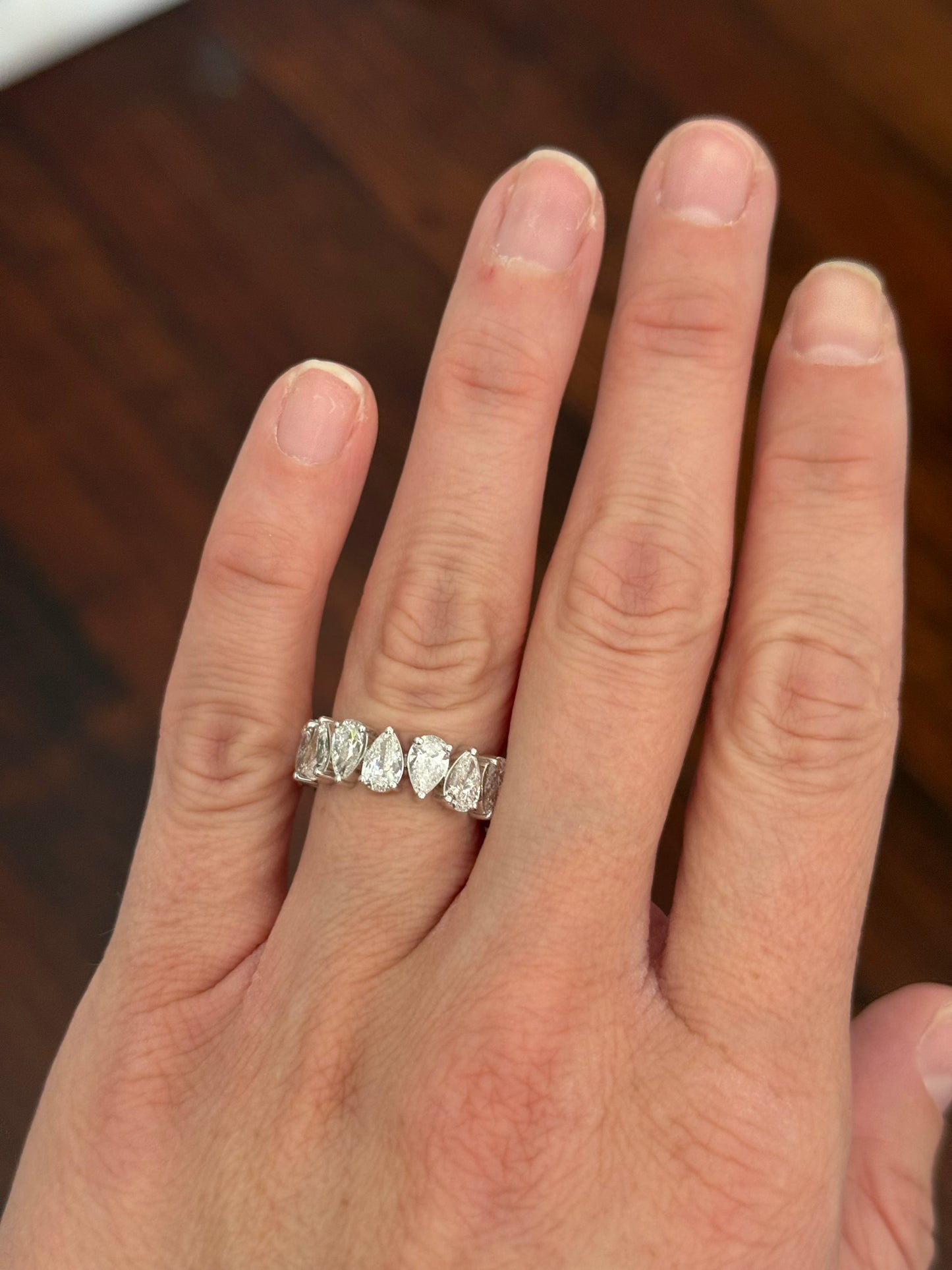 White gold 5.37ct pear shaped eternity band