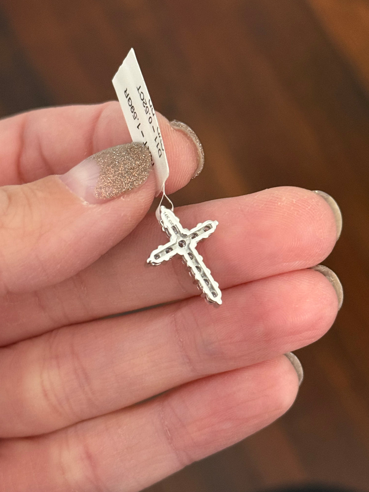 White gold 0.52ct lab diamond cross pendant