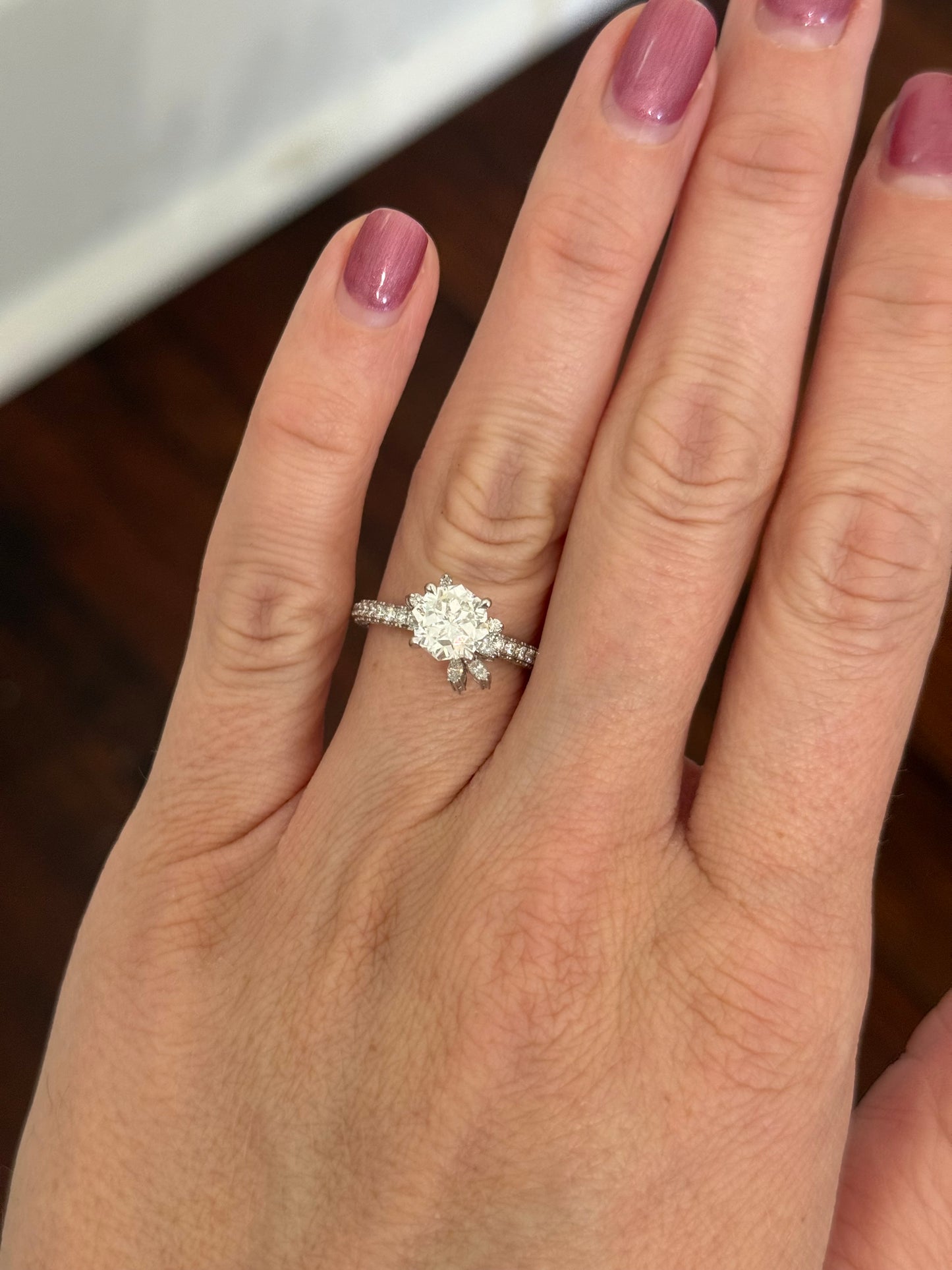 White gold octagon, marquise and round lab diamond ring