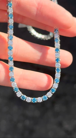 16.67 ct Blue and White Lab Diamonds Tennis Necklace