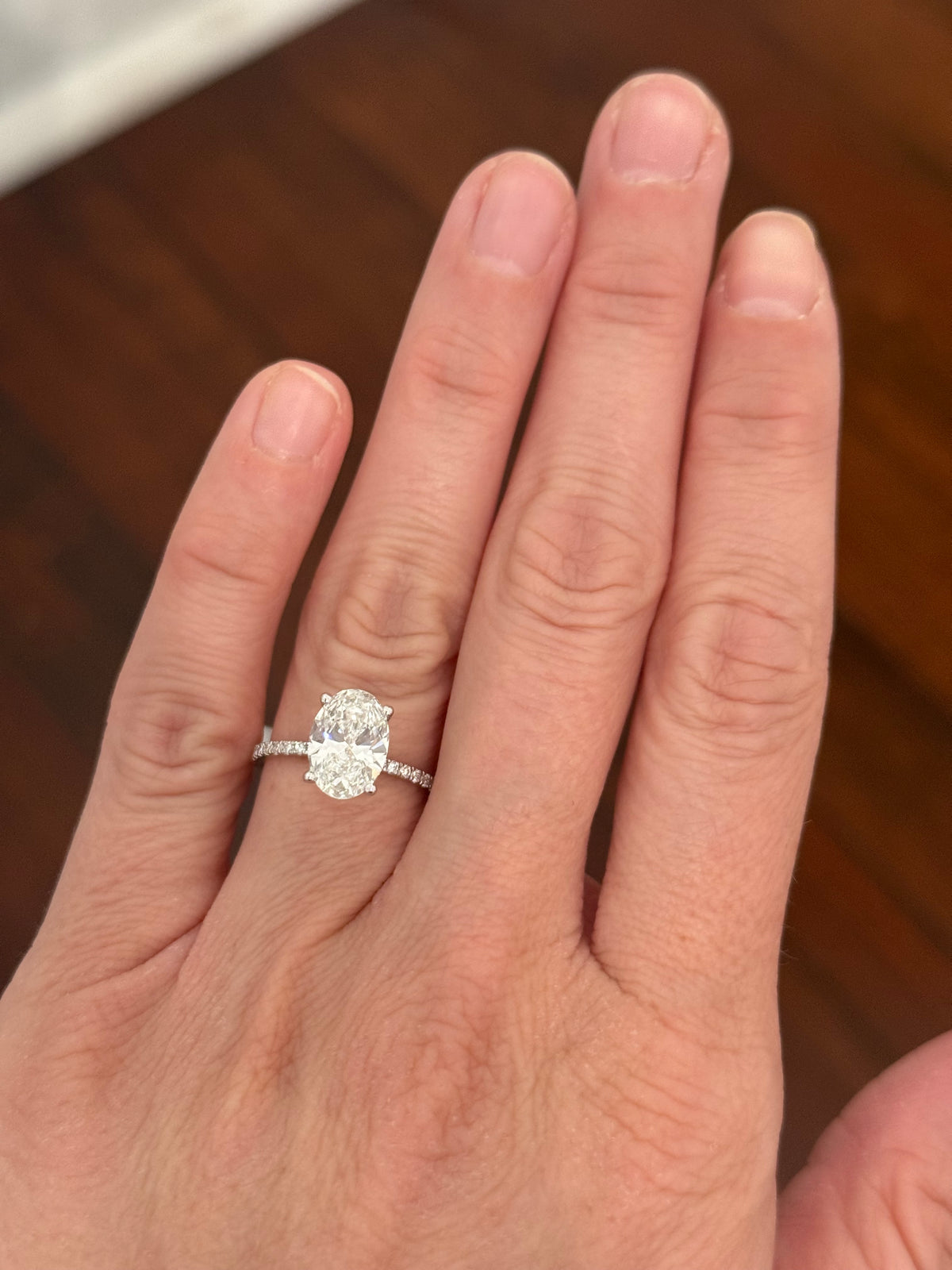 IGI certified oval lab diamond ring. Center stone is 2.31cts