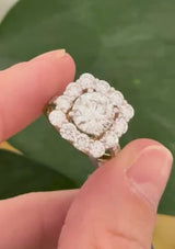 Yellow gold 4.7ct lab diamond ring. Prongs are white gold.
