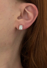 White gold radiant lab diamond stud earrings