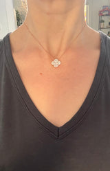 1.82ct lab diamond clover necklaces available in yellow and rose gold