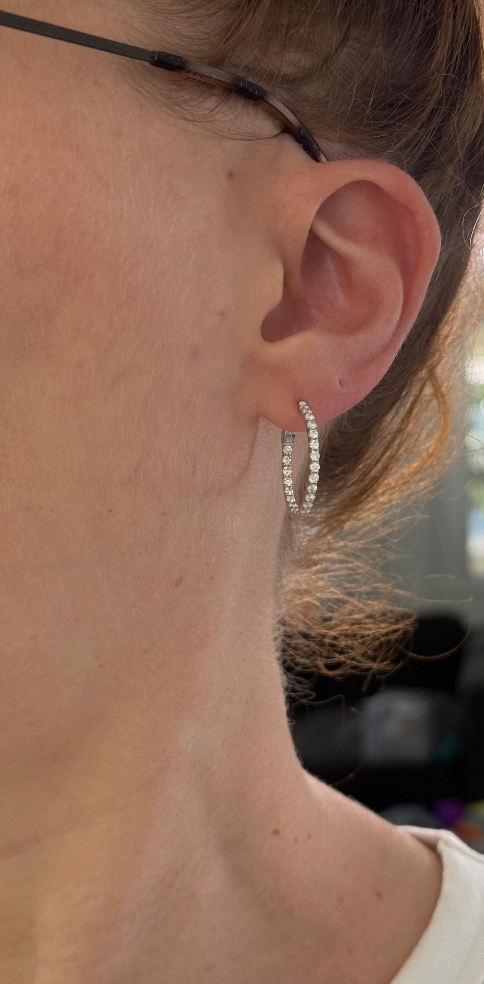 21.9mm white gold 0.99ct lab diamond inside out hoop earrings
