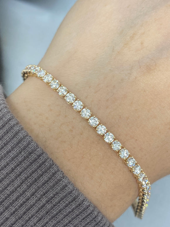 4 CT Lab 6.5inches Yellow Gold Tennis Bracelet