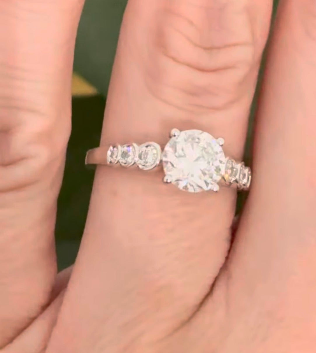 White gold lab diamond ring