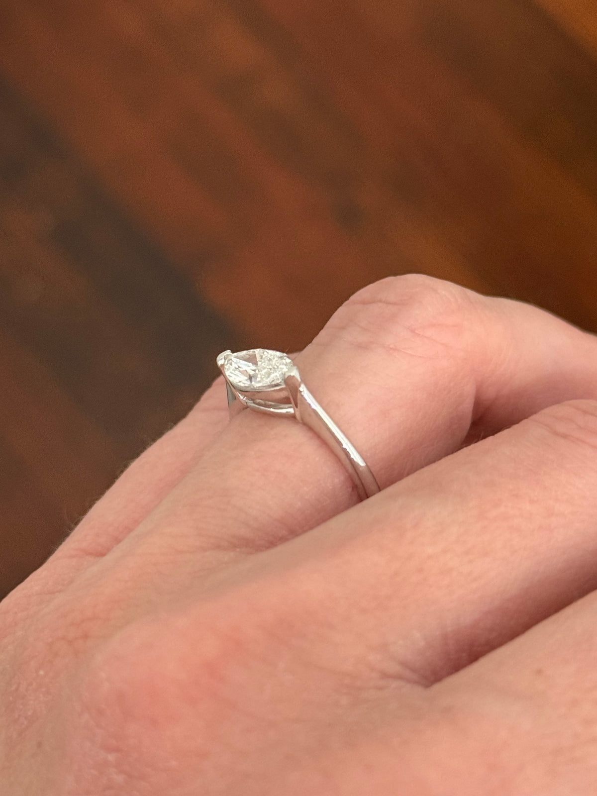 White gold east west set 1.17ct marquise lab diamond ring