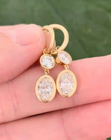 IGI certified dangling bezel set 2.68ct oval and round lab diamond and 10.2mm hoop earrings