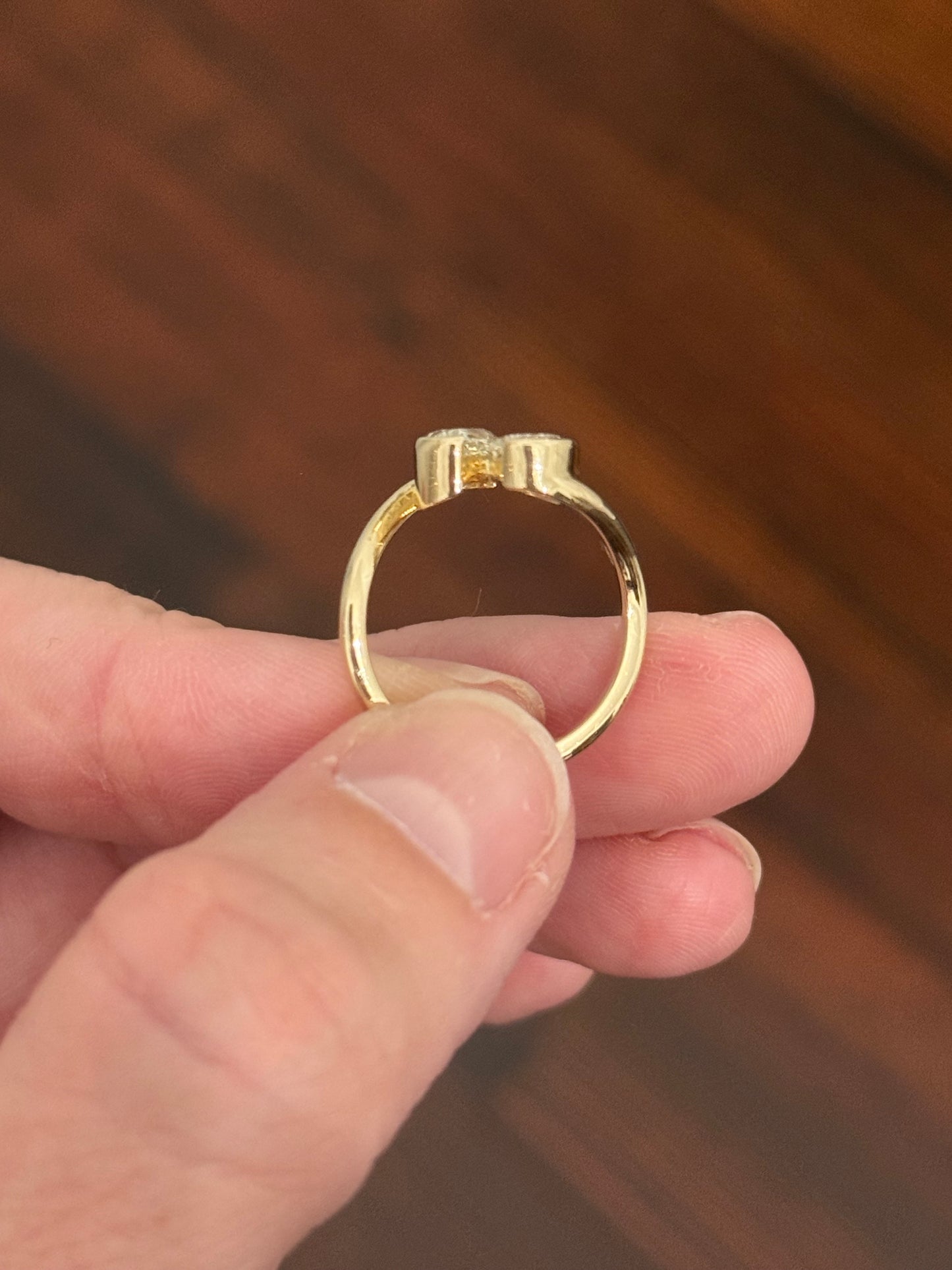 Yellow gold oval and pear shape lab diamond ring