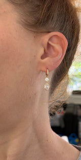 IGI certified dangling bezel set 2.68ct oval and round lab diamond and 10.2mm hoop earrings