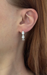 White gold 3.87ct pear shaped lab diamond hoops