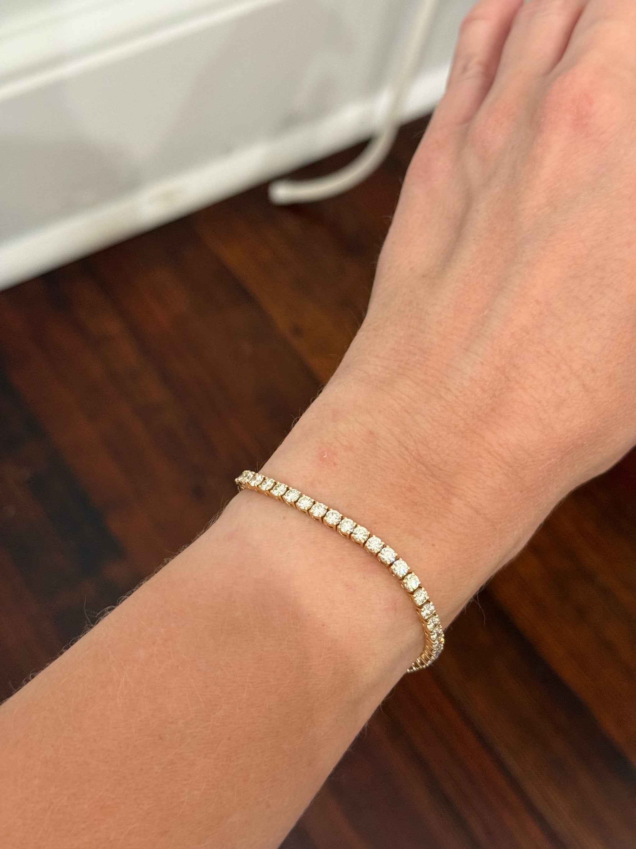 4 prong yellow gold 6.87ct natural diamond tennis bracelet