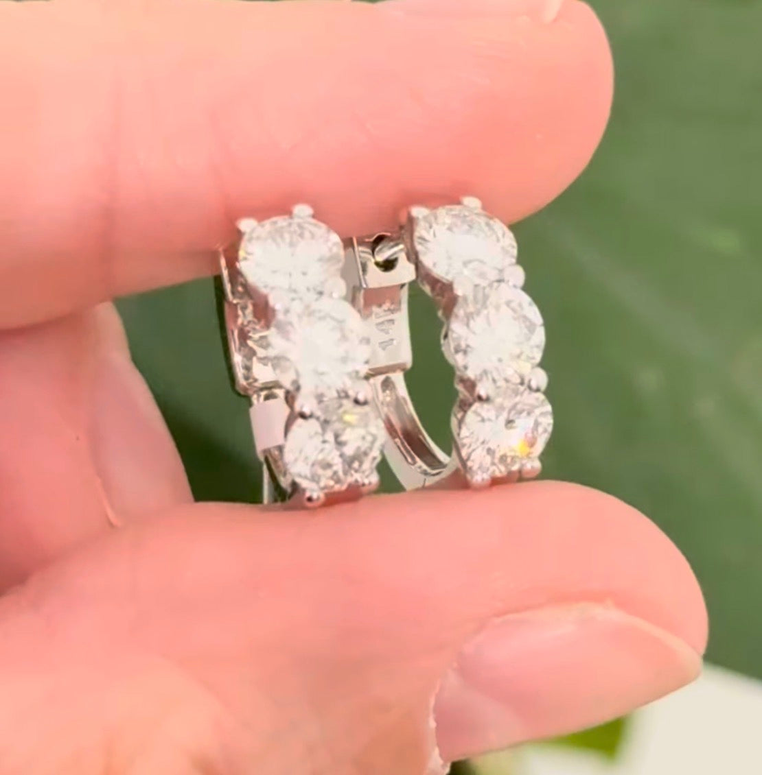 14.9mm white gold 2.6ct lab diamond hoop earrings