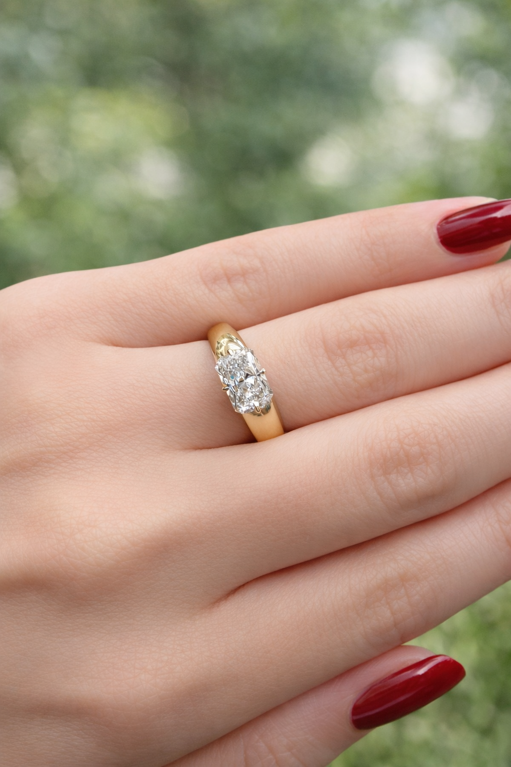 IGI-Certified 1 CT Radiant Chen Ring 14K Yellow Gold