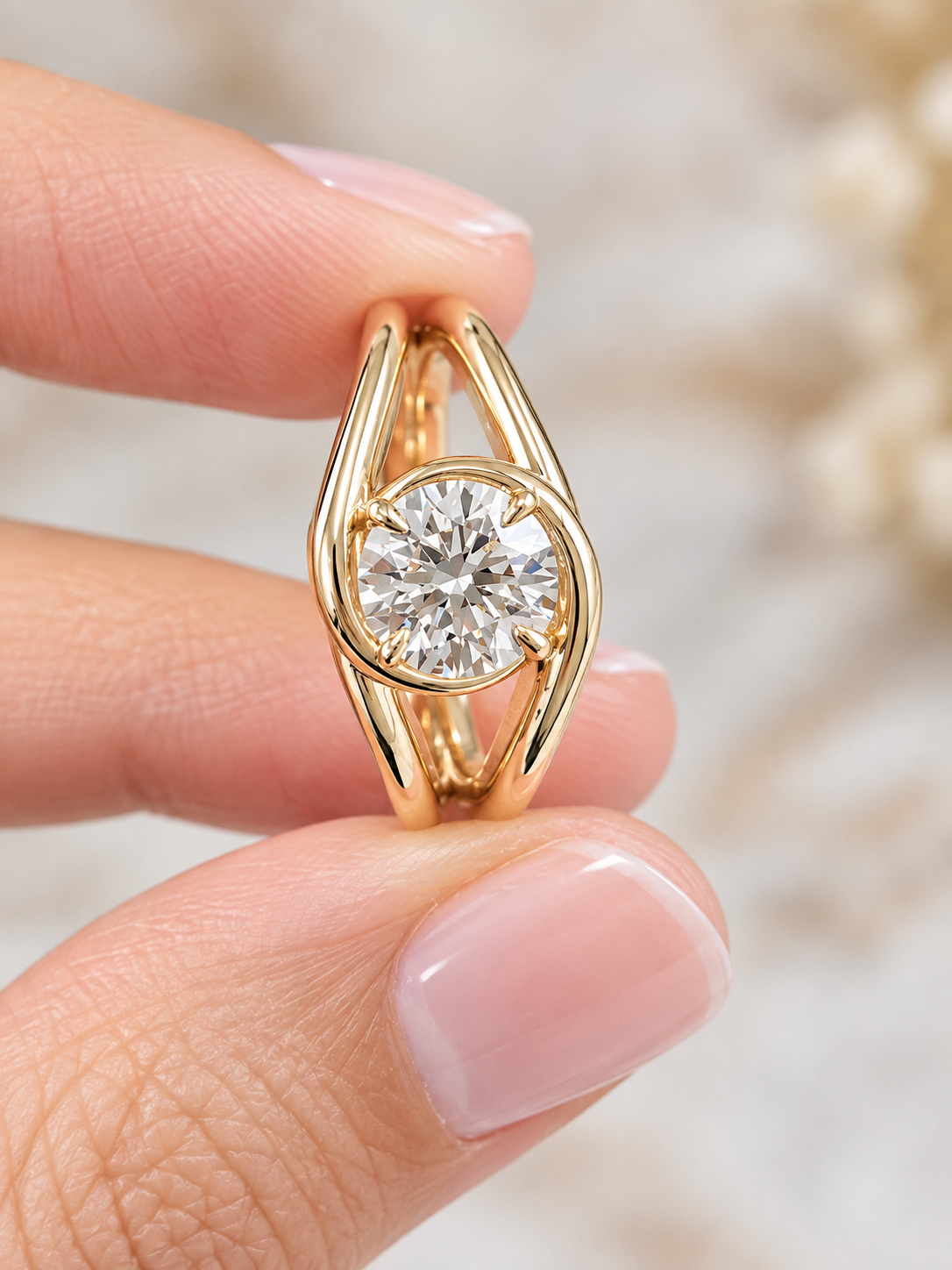 Custom Made 1cttw Round Lab Diamond Tess Knot Ring