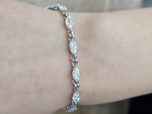 5.36ct 14k white Marquise lab diamond Link Bracelet