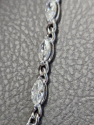 5.36ct 14k white Marquise lab diamond Link Bracelet
