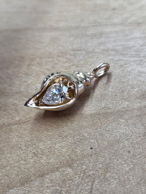 Old price* custom sea shell 14k lab diamond