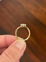 Yellow gold 1.49ct marquise lab diamond ring. Prongs are white gold.