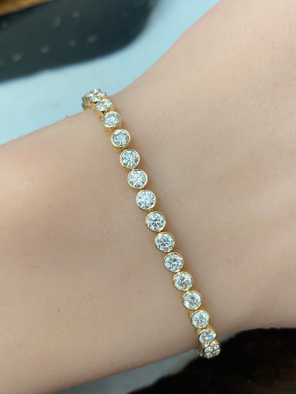 4.82 CT 6.5 inches Yellow Gold Tennis Bracelet Bezel