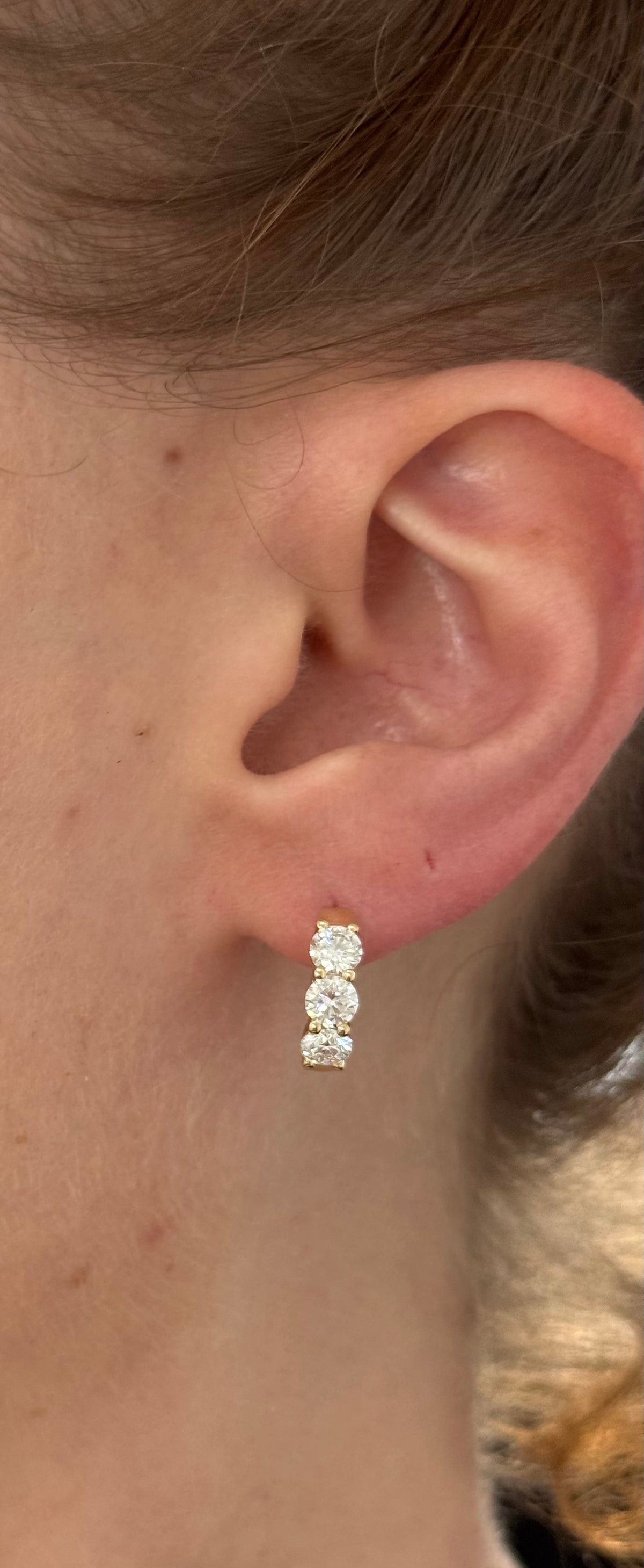 14.4mm yellow gold 2.01ct lab diamond hoop earrings