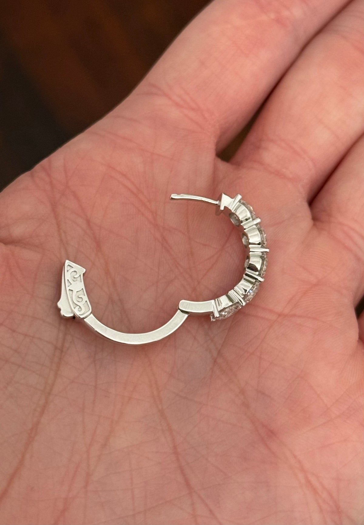 21.6mm white gold 4.18ct lab diamond hoop earrings