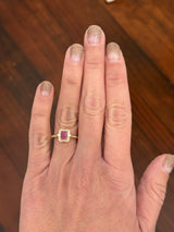 Yellow gold natural diamond and ruby ring