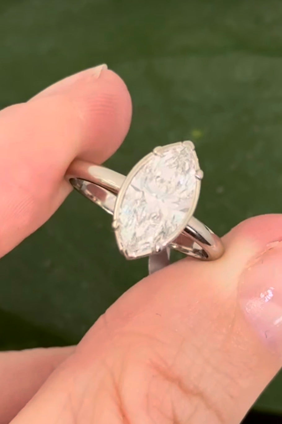 White gold 1.99ct marquise lab diamond ring