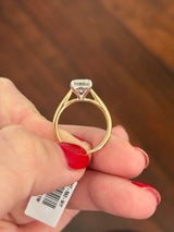 Yellow gold IGI certified radiant lab diamond ring. Lab diamond is set in white gold
