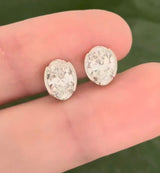 White gold bezel set oval lab diamond stud earrings