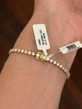 IGI certified 3 prong yellow gold 5.15ct pink and white lab diamond bracelet