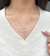 0.50CT Lab-Grown Diamond Sterling Silver Cross Necklace