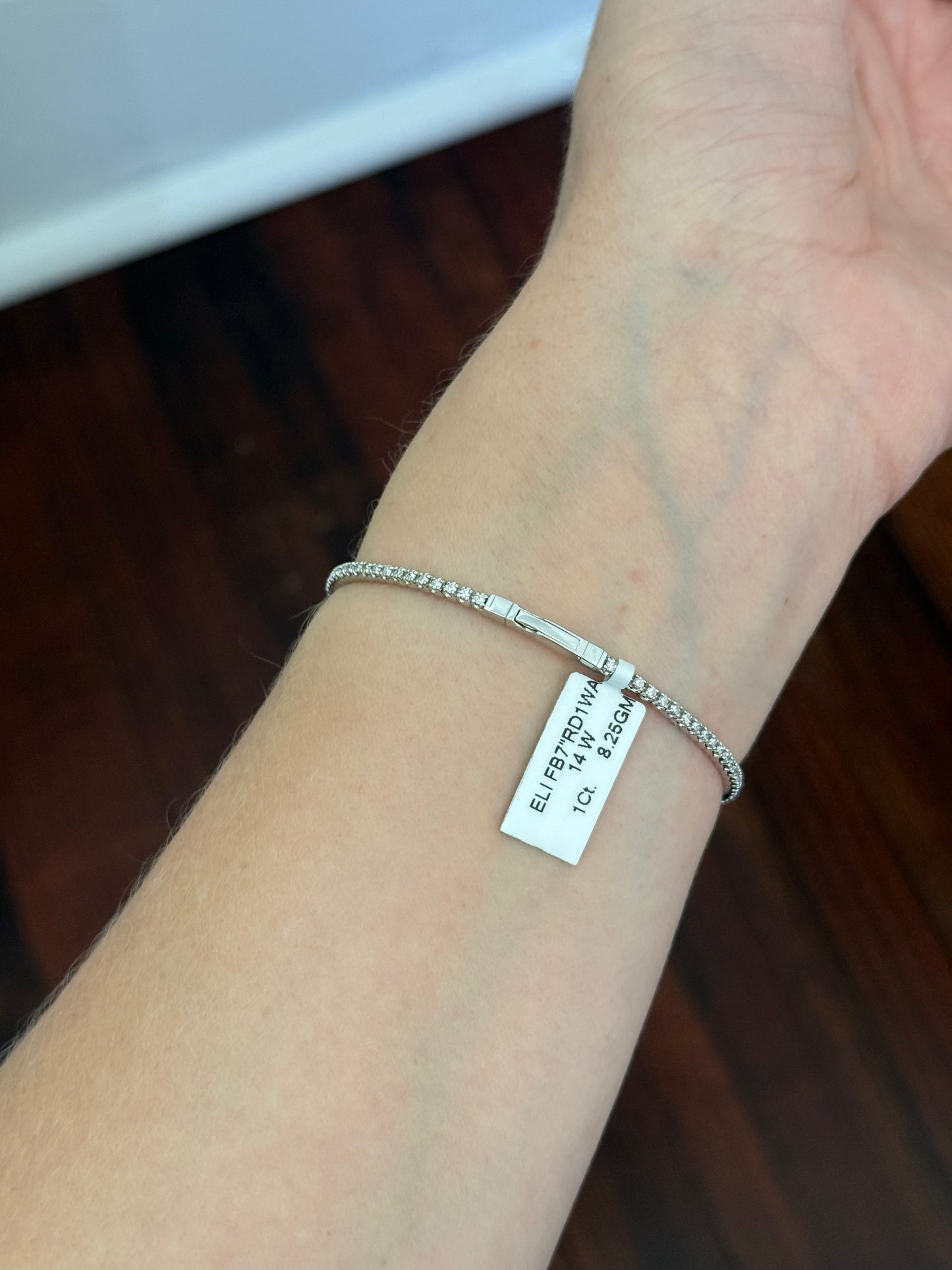 White gold 1ct natural diamond round flex bracelet