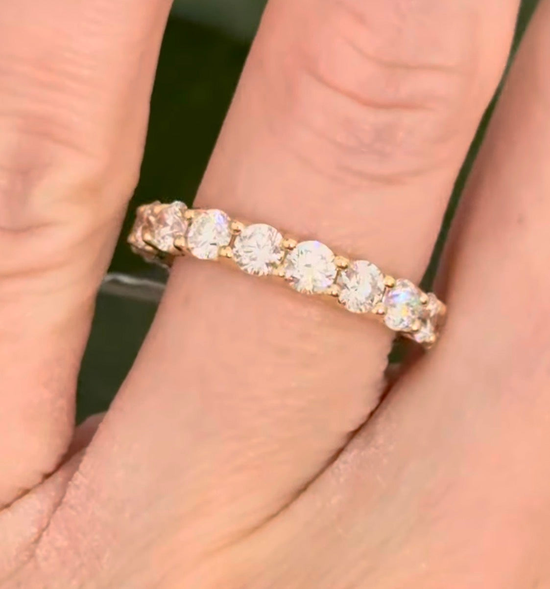 IGI certified yellow gold 3.38ct lab diamond eternity bands