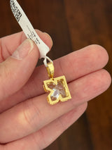 Yellow gold K shaped lab diamond pendant