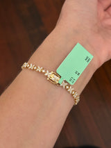 Yellow gold 4.9ct marquise and princess cut natural diamond bracelet