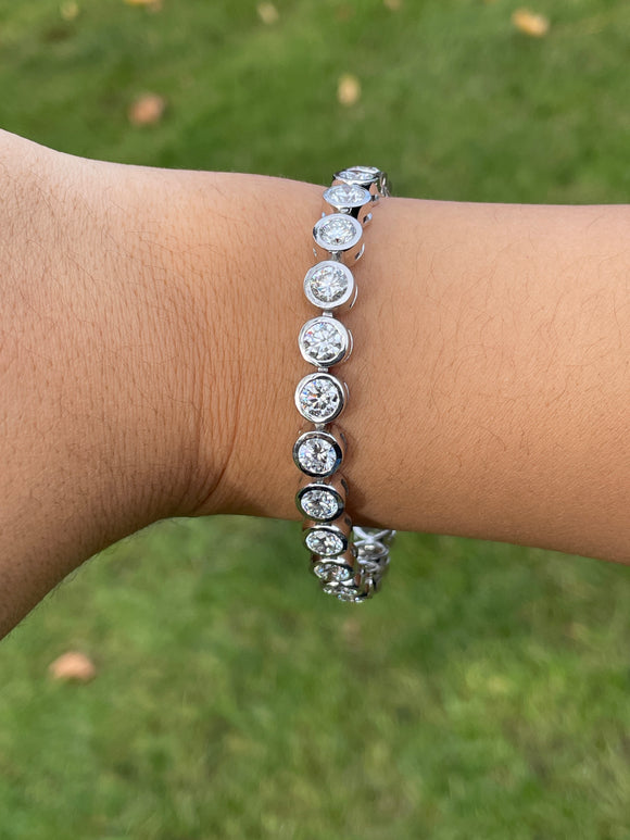 14K Lab 14.71ct FG VVS/VS 7.25inches Bezel Tennis Bracelet