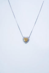 18K White Gold Real Natural Yellow Diamond Pendant Necklace for Women