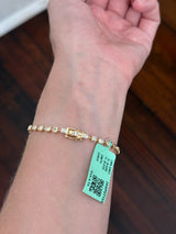 Yellow gold bezel set 4.75ct asscher, oval, marquise, princess and emerald cut natural diamond bracelet