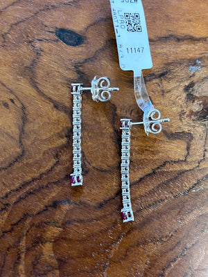 0.60 TCW Ruby and  Diamonds Dangle Earrings